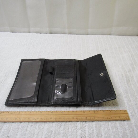 Fossil Leather Wallet Women Black Credit Card ID Slots Checkbook Holder Vintage - Picture 9 of 12